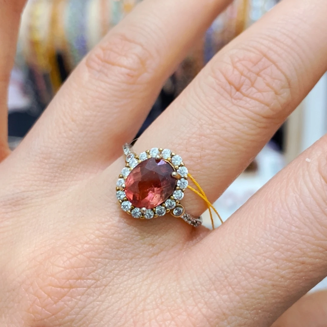 碧玺戒指银S925镶嵌戒指