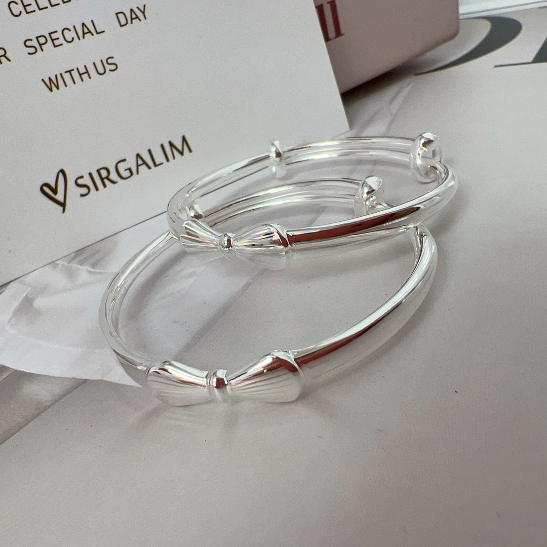 925银手镯 SIRGALIM 银饰  蝴蝶结可爱童镯 1-3岁可以带