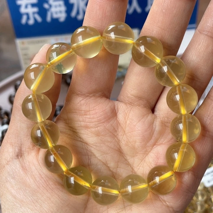 水晶手串未镶嵌纯净体黄水晶