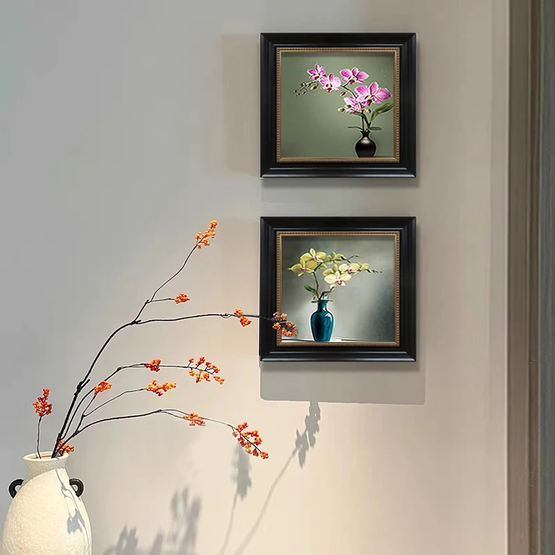 《蝶蓝图》中古风格装饰画手工油画客厅餐厅卧室沙发背景挂画