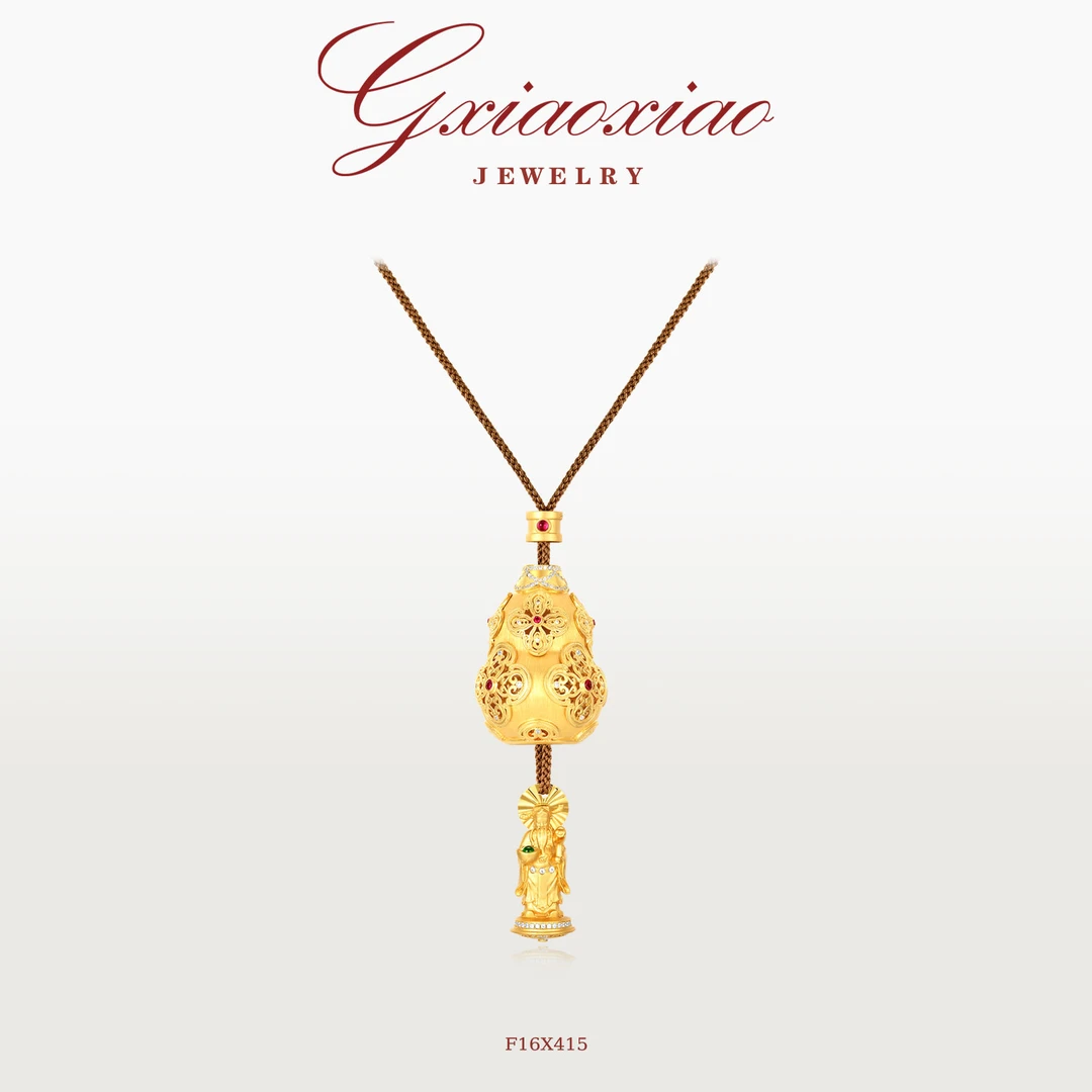 G XIAOXIAO 项链 【金葫财神星】新中式高级精工葫芦项链 F16X415