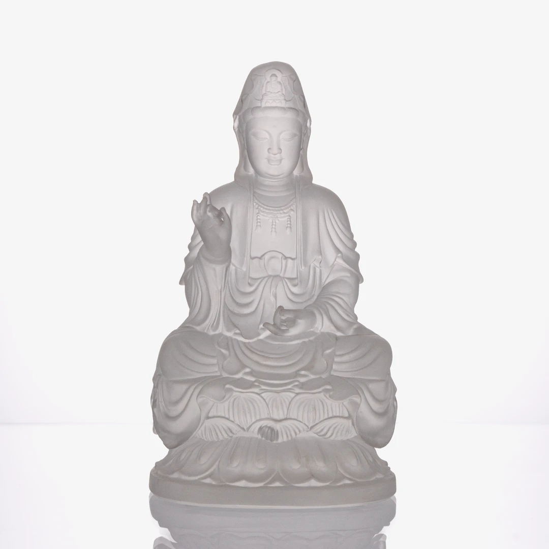 采莲东方美学会客厅【净瓶观音】极简轻奢新中式水晶琉璃摆件