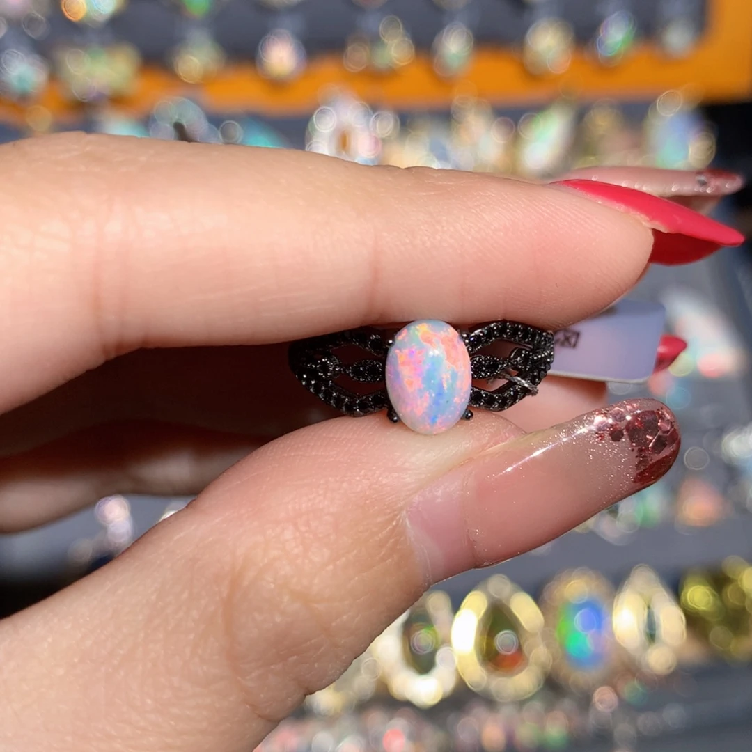 银S925镶嵌欧泊欧泊戒指y