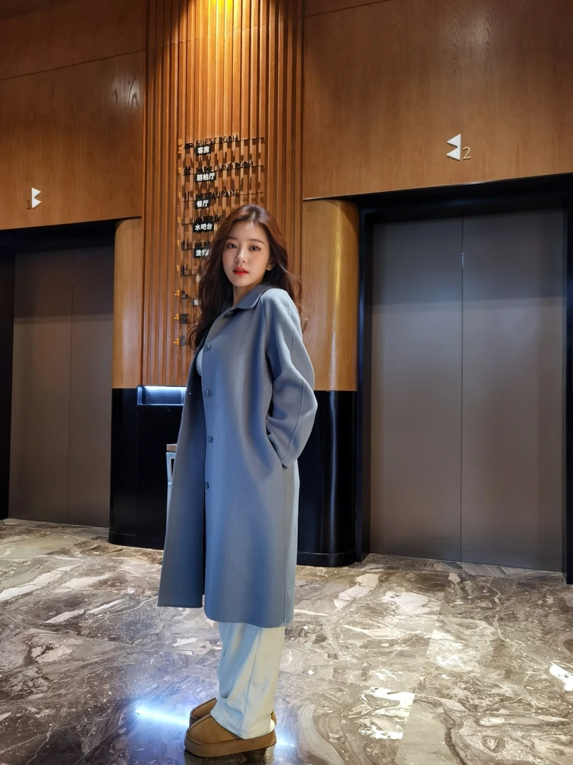 2025TCX Airy Blue春季新款韩版宽松羊毛大衣
