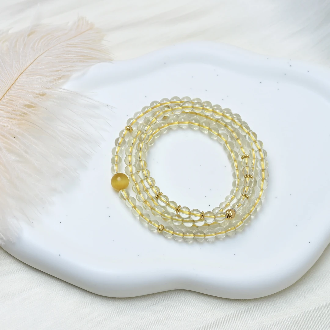 【聚八方】宝玥珠宝-天然黄水晶5mm-金虎眼8mm-A024【多样性发一】