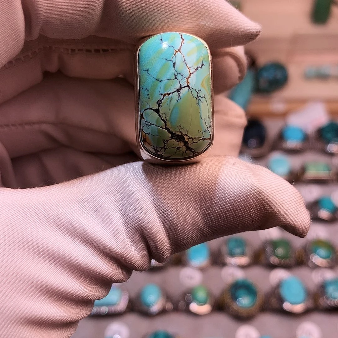 绿松石挂件银S925镶嵌