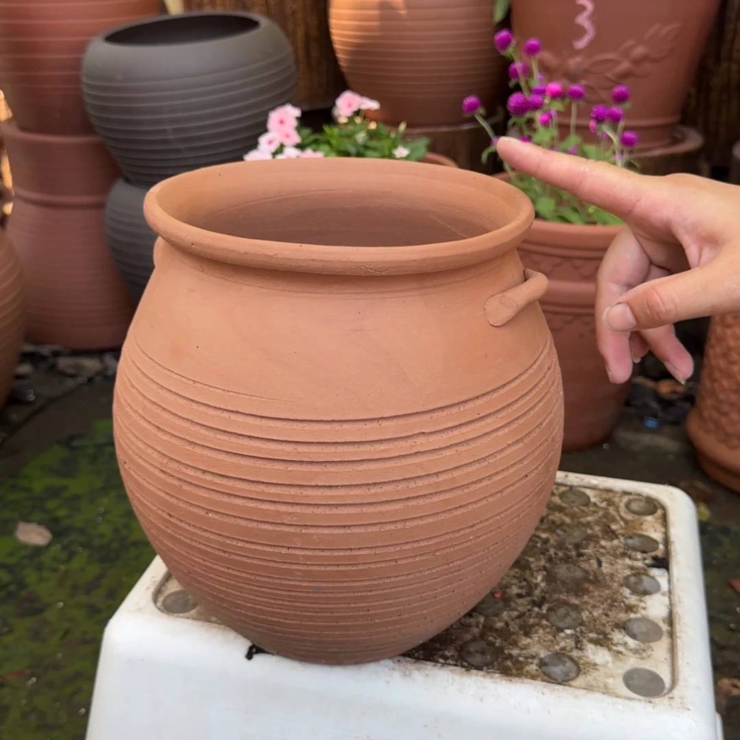 紫砂花盆口20高23宜兴土陶
