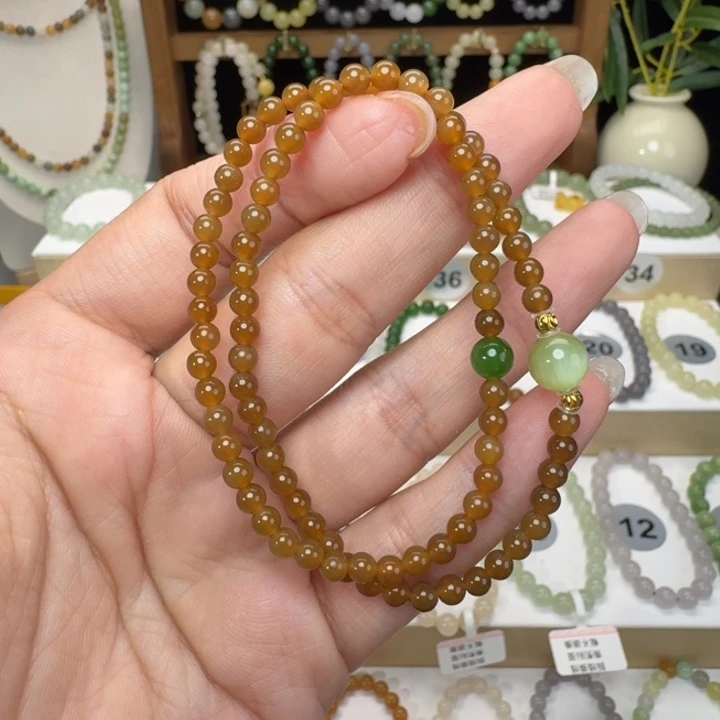 和田玉未镶嵌手串卡4糖玉双圈