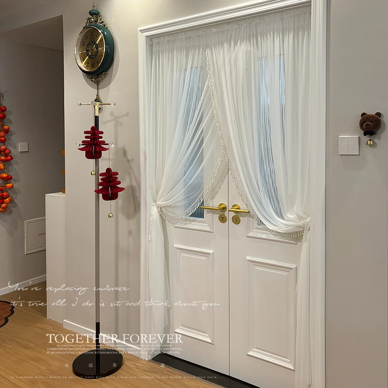 【原创高定】法式重工吊珠门帘加长版免打孔隔断纱帘拱形门氛围感帘