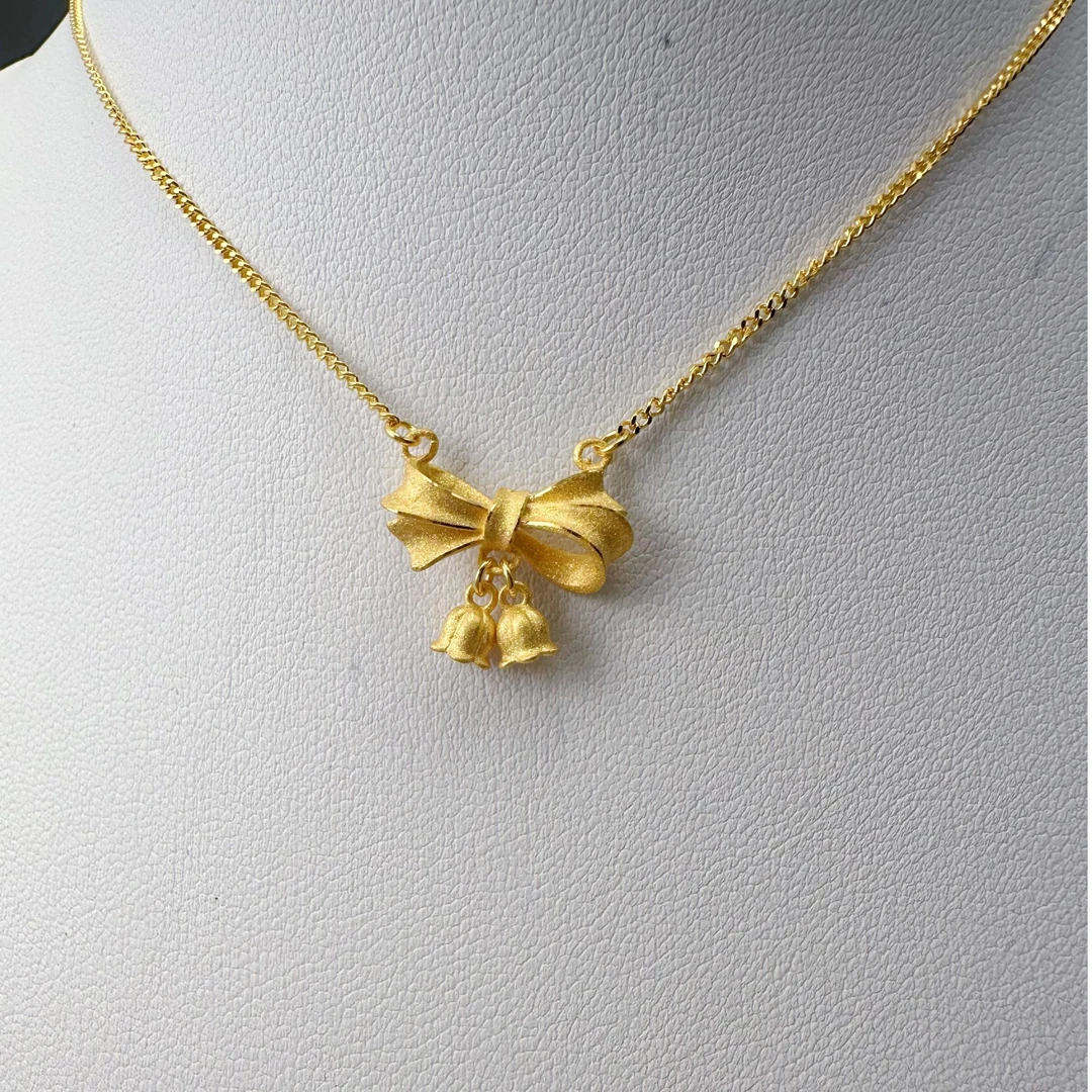 足金999蝴蝶结流苏套链送女友生日礼物黄金精美时尚黄金首饰