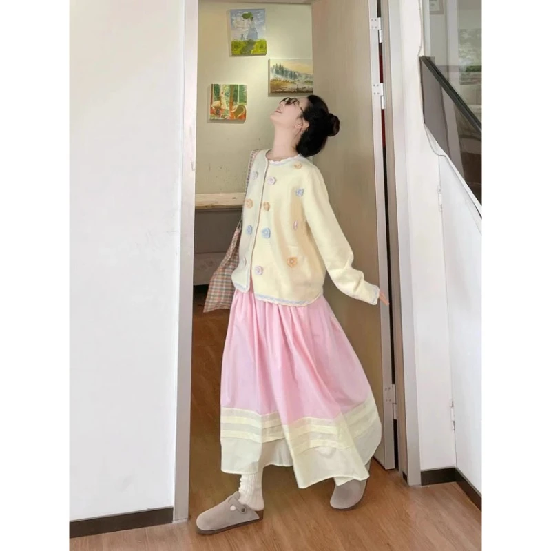 【小雪专属】2024新款盐系高级感奶系小香风毛衣开衫裙子