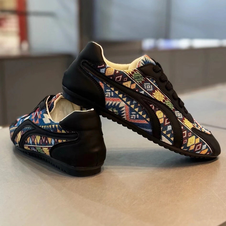 男鞋新款民族风男士透气布面低帮系带轻便韩版软底运动休闲跑步鞋