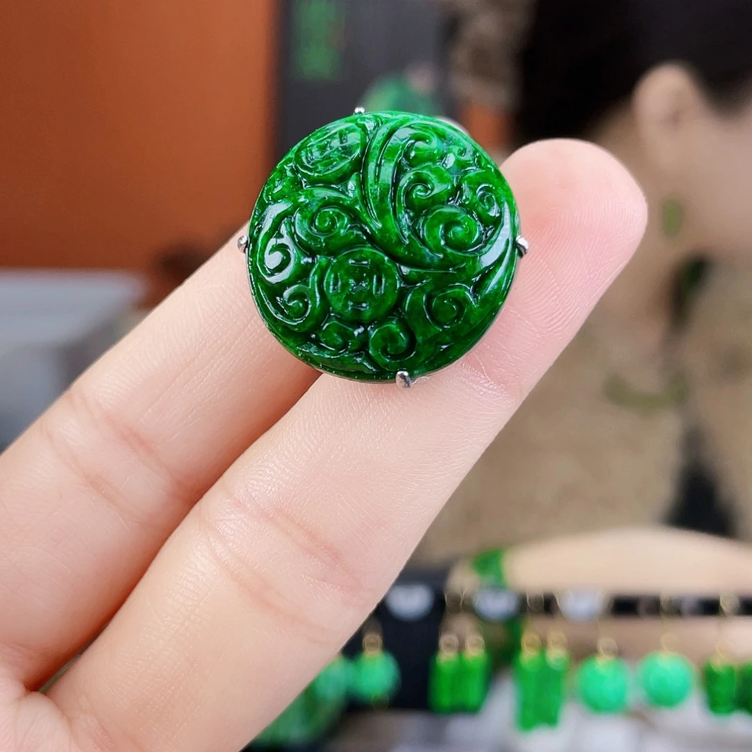 翡翠银S925镶嵌耳饰