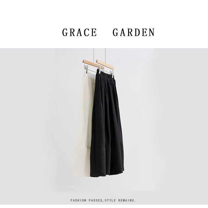 GRACE GARDEN【流光半裙！】法式复古松紧压褶蛋糕裙YQ5B2612