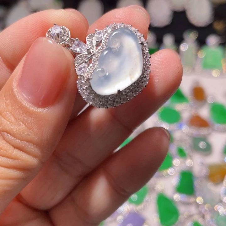 翡翠银S925镶嵌颈饰
