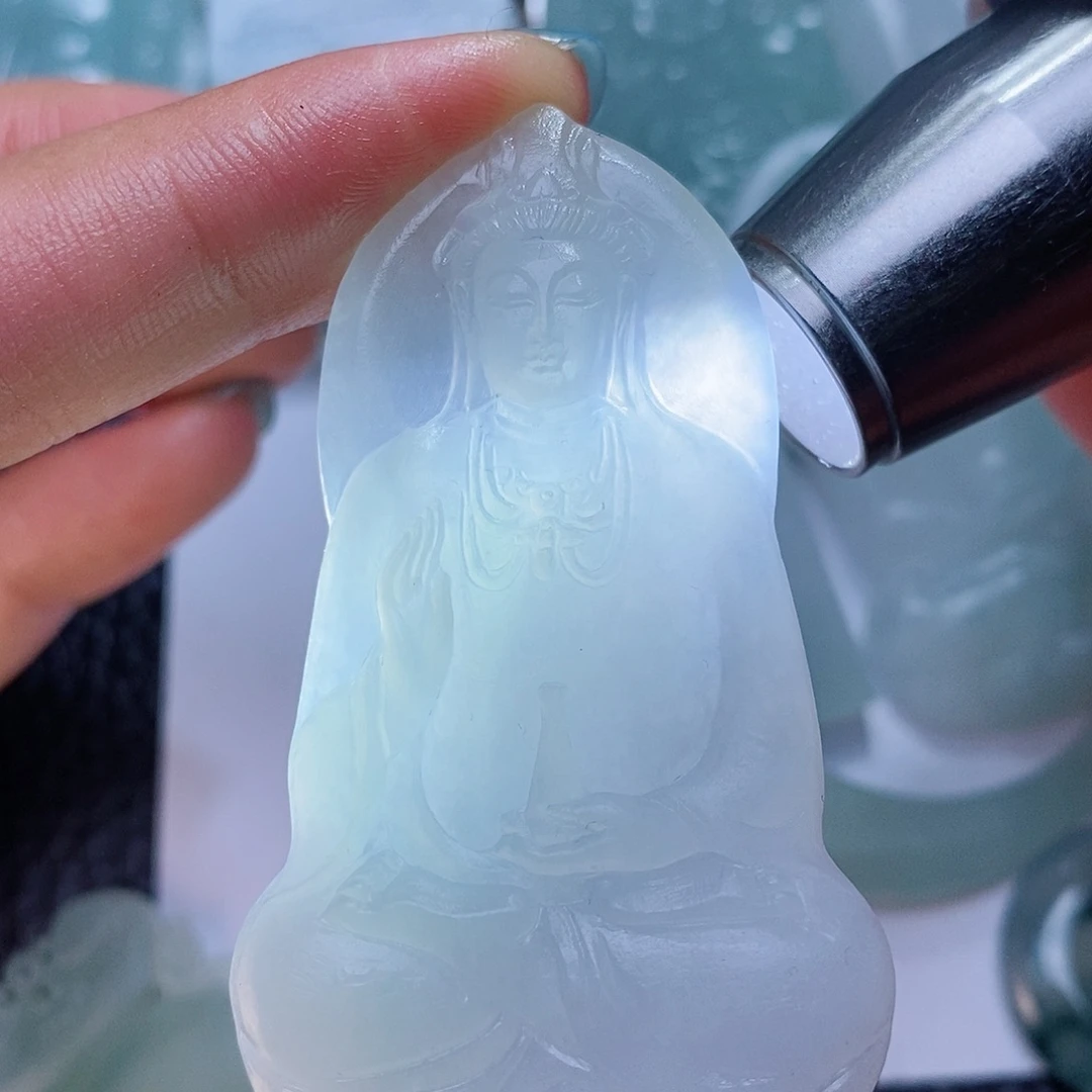 定制翡翠未镶嵌毛货付款后确认抛光