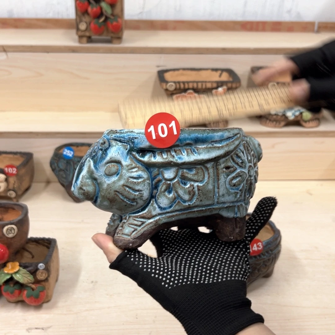 紫砂花盆101号内口11×9外高11微瑕优惠58
