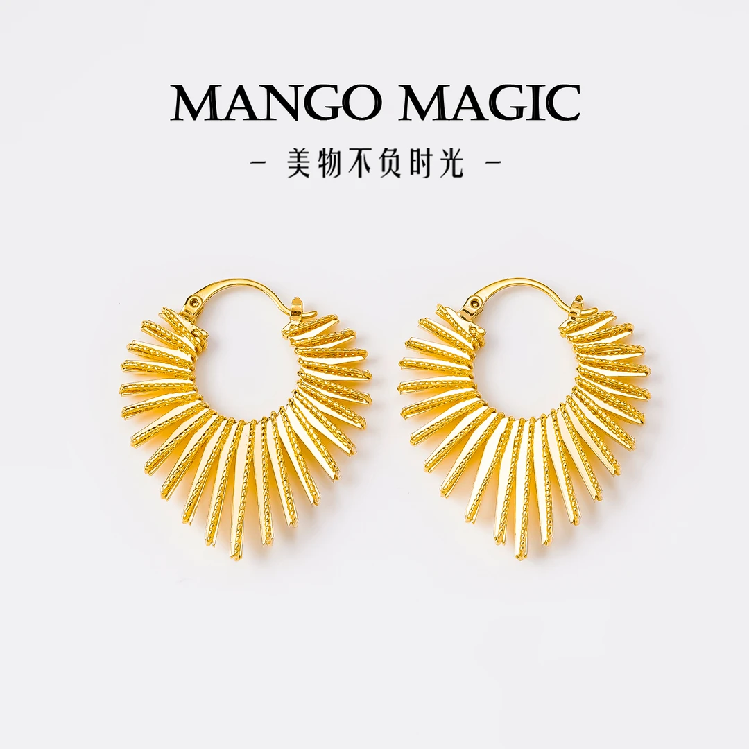 mango magic 铜合金耳饰 法式优雅耳扣轻奢气质光芒爱心耳环 9930