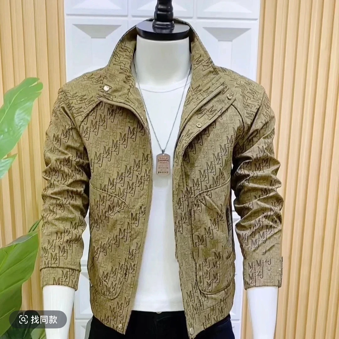韩版立领潮牌男士夹克时尚修身百搭字母潮流轻奢外套秋季新款2121