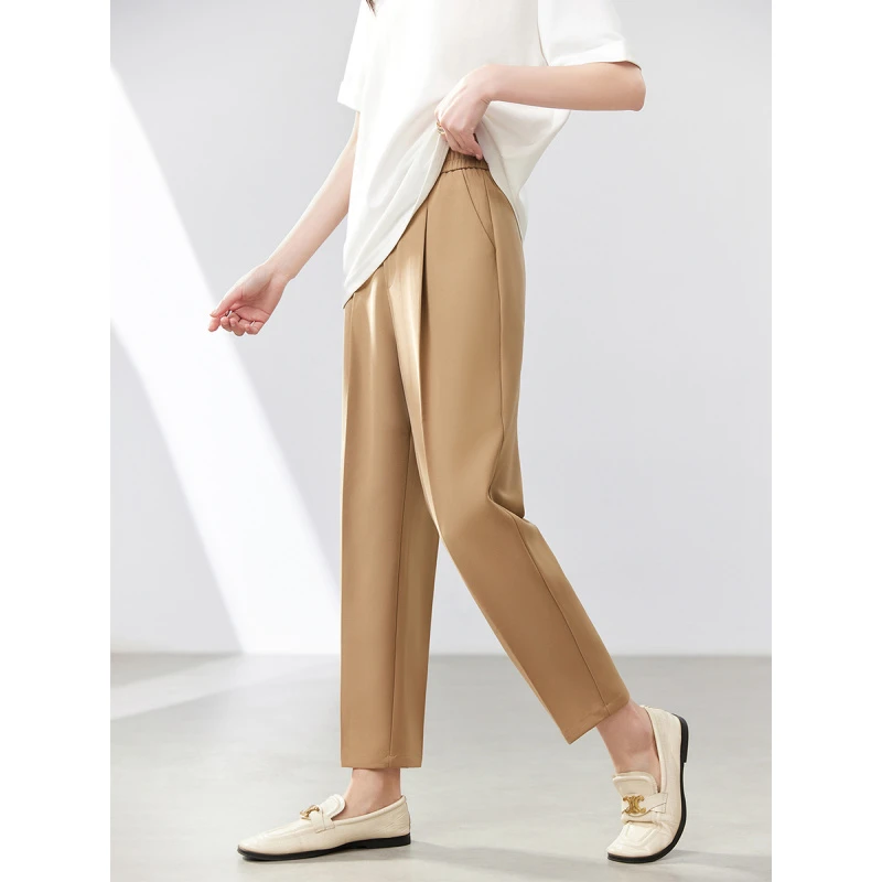 黑色西装休闲裤女夏新款宽松高腰显瘦垂坠感直筒小脚裤子TC1851