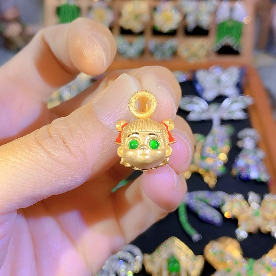 吊坠(不含链)银S925镶嵌翡翠