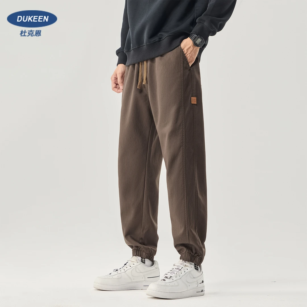 杜克恩美式重磅束脚卫裤男秋季美式宽松休闲裤莱赛尔运动工装裤