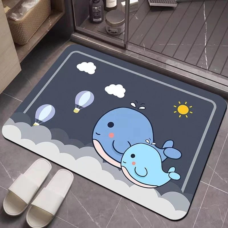 速干硅藻泥浴室防滑地垫厕所卫生间吸水脚垫入户门口卡通吸水垫子