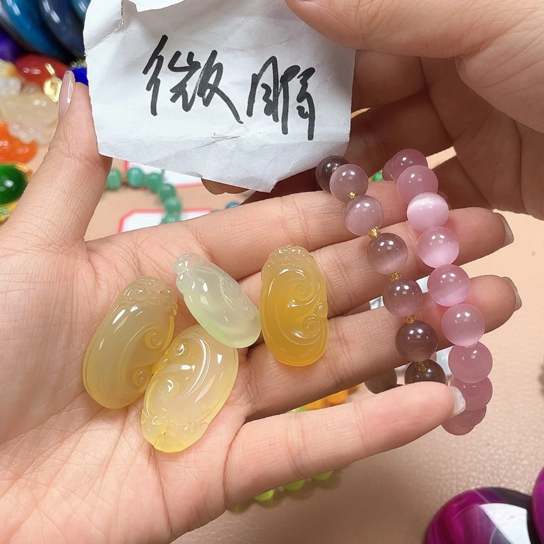 玛瑙/玉髓颈饰未镶嵌豆*~