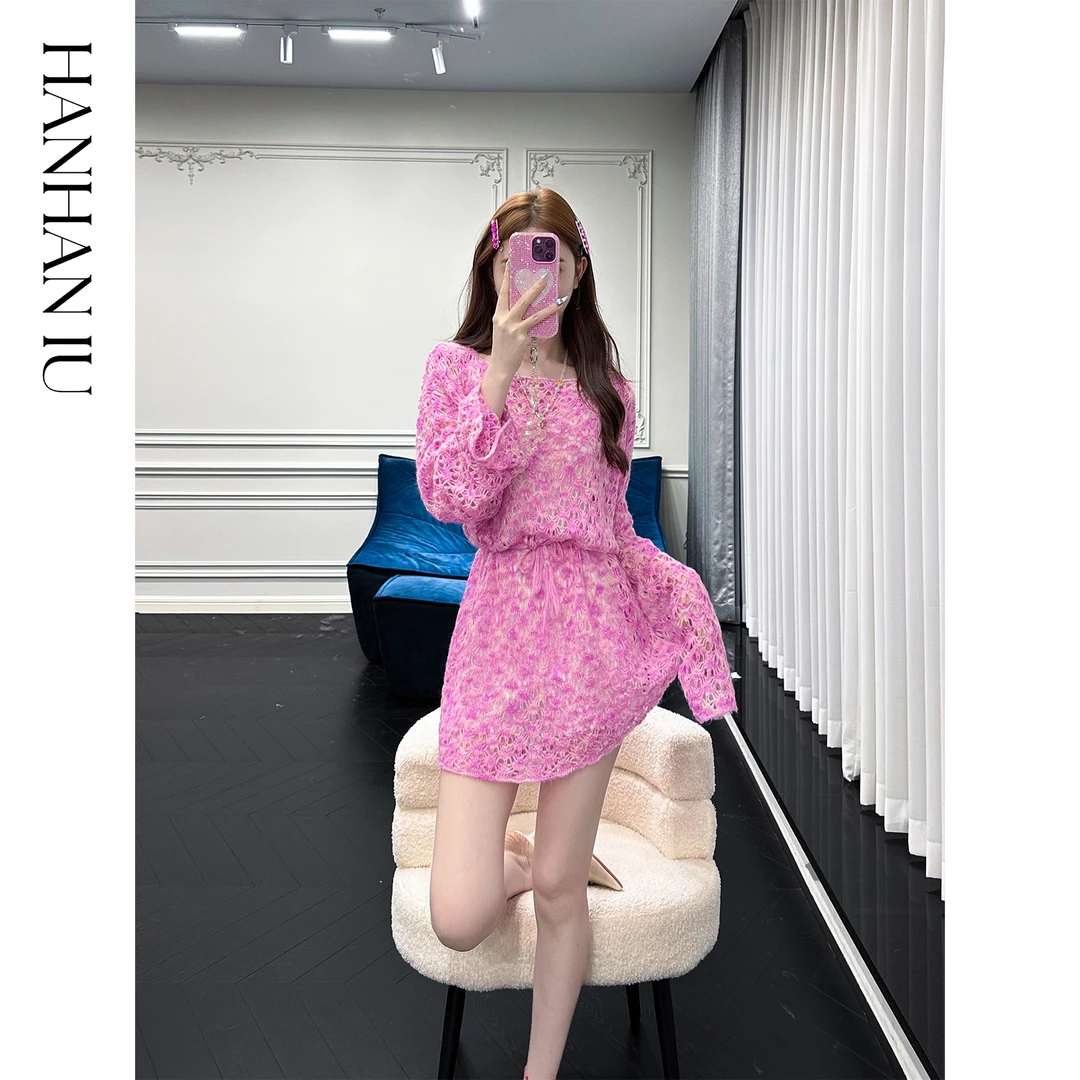 韩韩IU【恋恋秋日】时尚高定含羊毛幼龄马海毛混纺宽松中长款套头衫