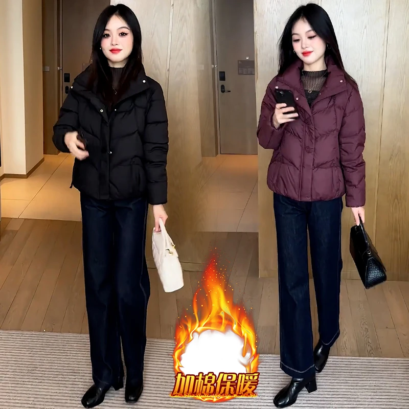 时尚宽松显瘦短款加厚保暖棉服女2025年冬季洋气休闲百搭棉衣外套