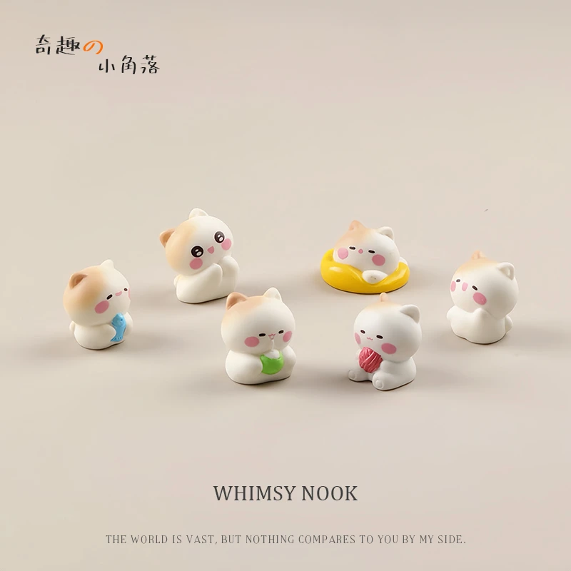 可爱猫咪治愈桌面摆件微景观卧室少女心摆饰创意车载中控台装饰品