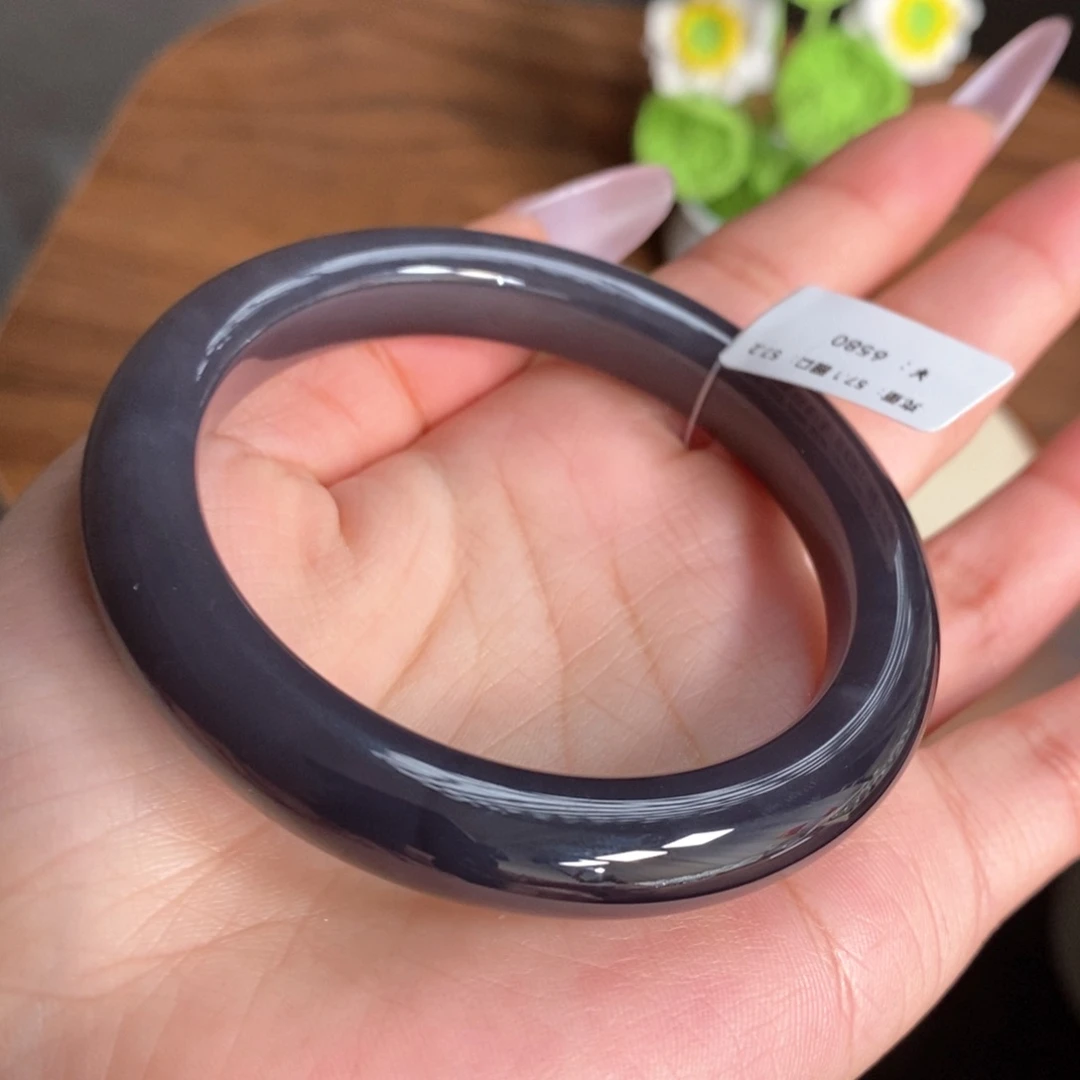 和田玉手镯未镶嵌烟紫57