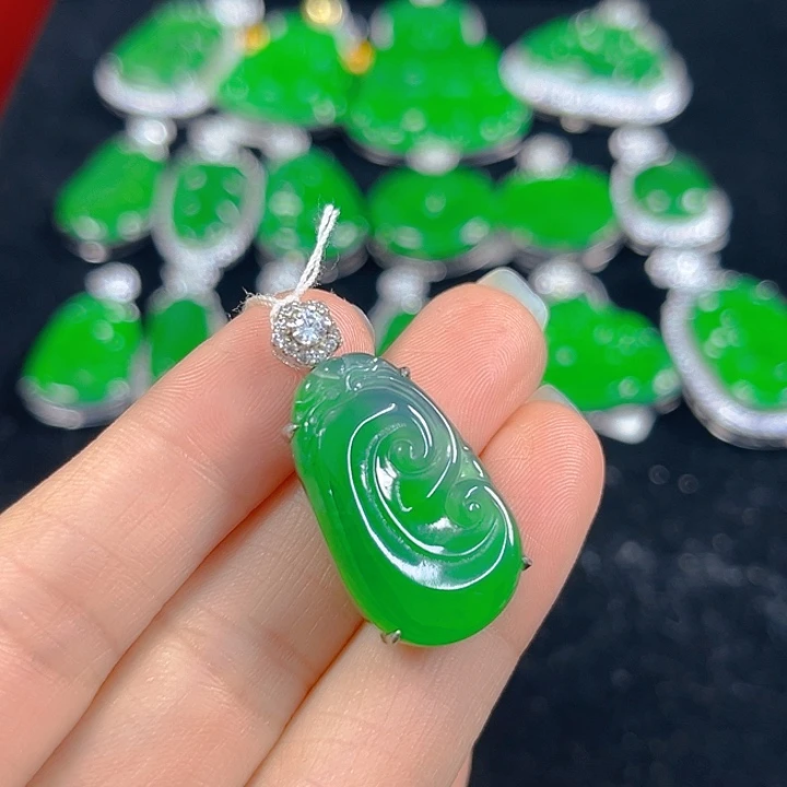 翡翠银S925镶嵌吊坠(不含链)