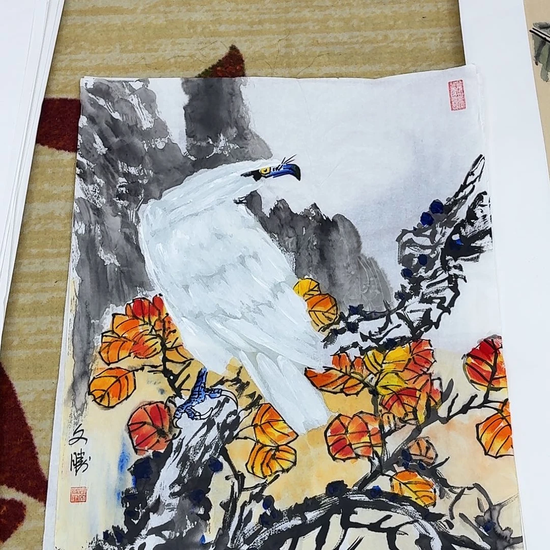 国画四尺三开手绘作品