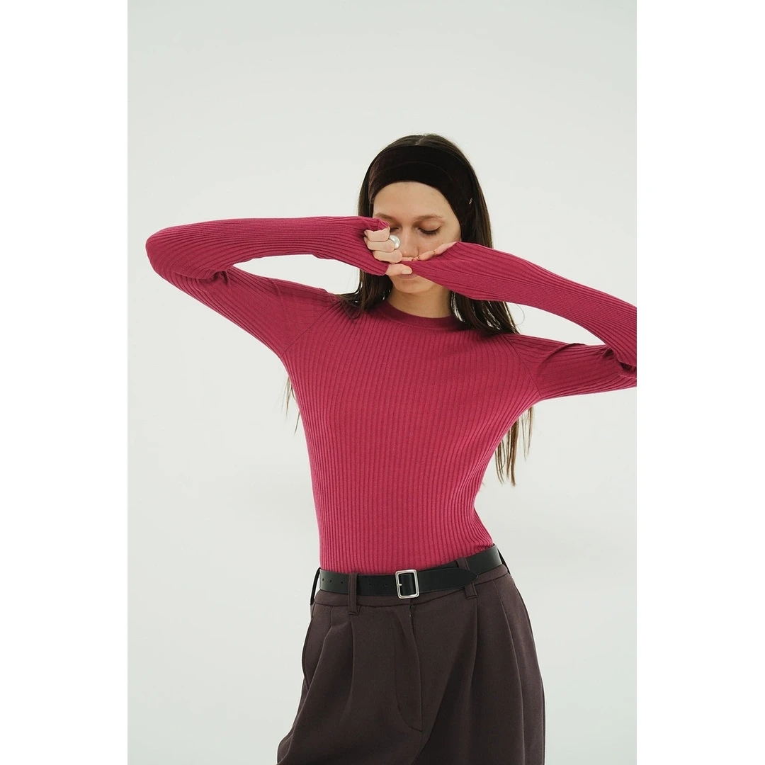 【Montendre】秋季新款 松本 羊毛混纺保暖舒适打底透视罗纹羊毛衫