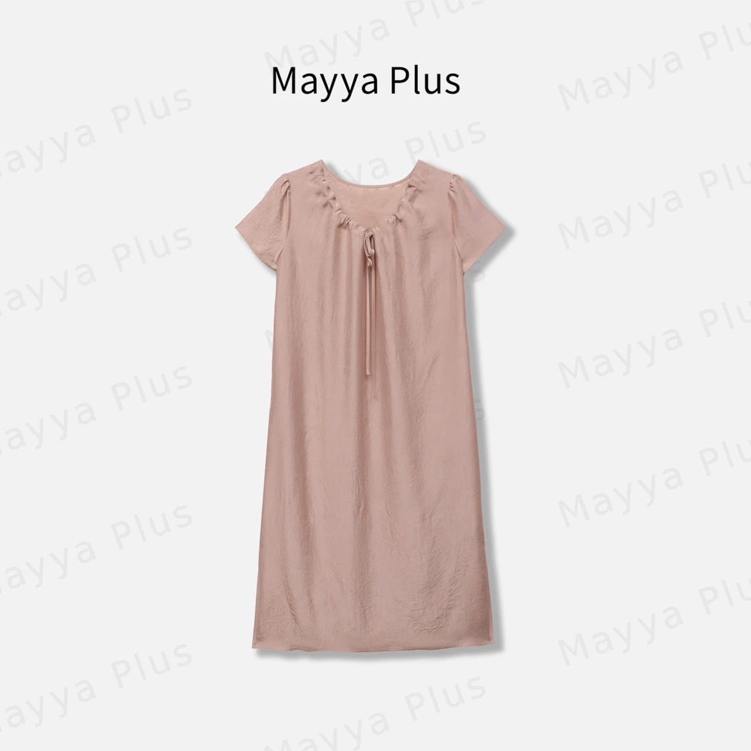 【醋酸和风】Mayya Plus麦芽定制慵懒风肌理感减龄连衣裙子32528902