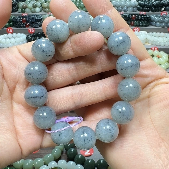 未镶嵌手链和田玉新疆青花点墨一线天卡16