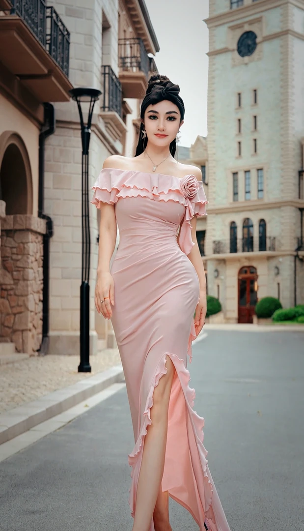 【星姐推荐】星原创高级定制【蜜桃云肩】设计师气质轻奢名媛连衣裙