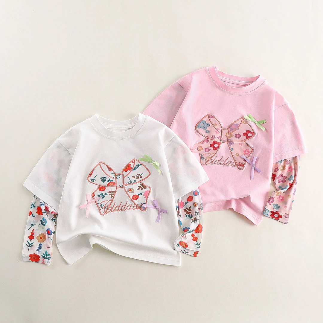 潮童夏季T恤女童童装25新款女宝宝夏装印花防晒上衣纯棉儿童夏装