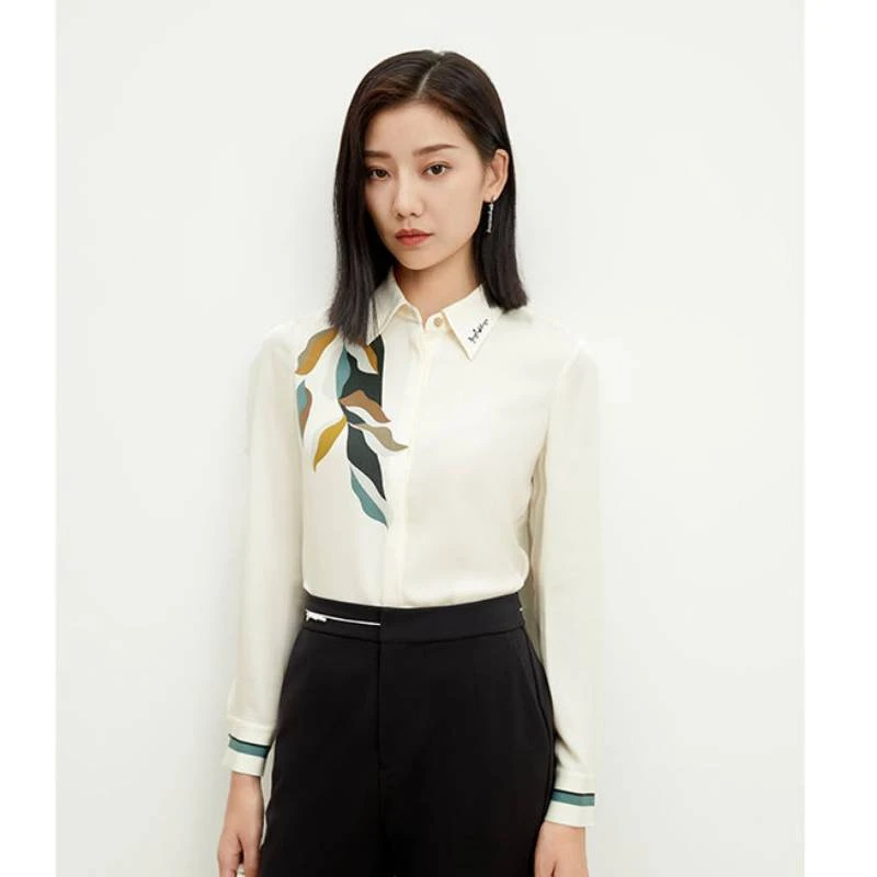 高级显瘦长袖开襟上衣衬衫ZE00650