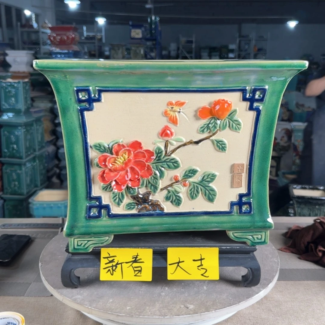 一风堂石湾花盆。X**J釉裂