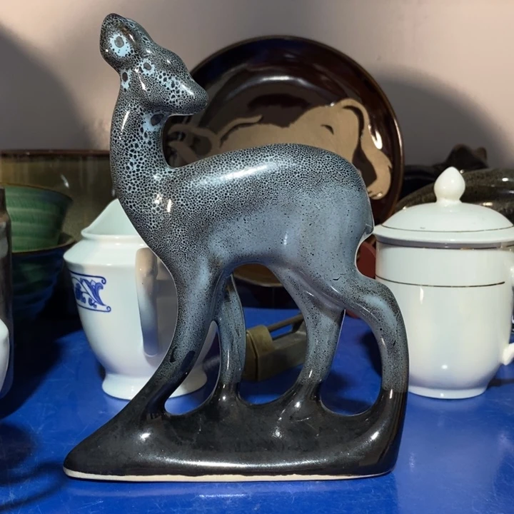 瓷片七厂窑变回头鹿高度18.5厘米