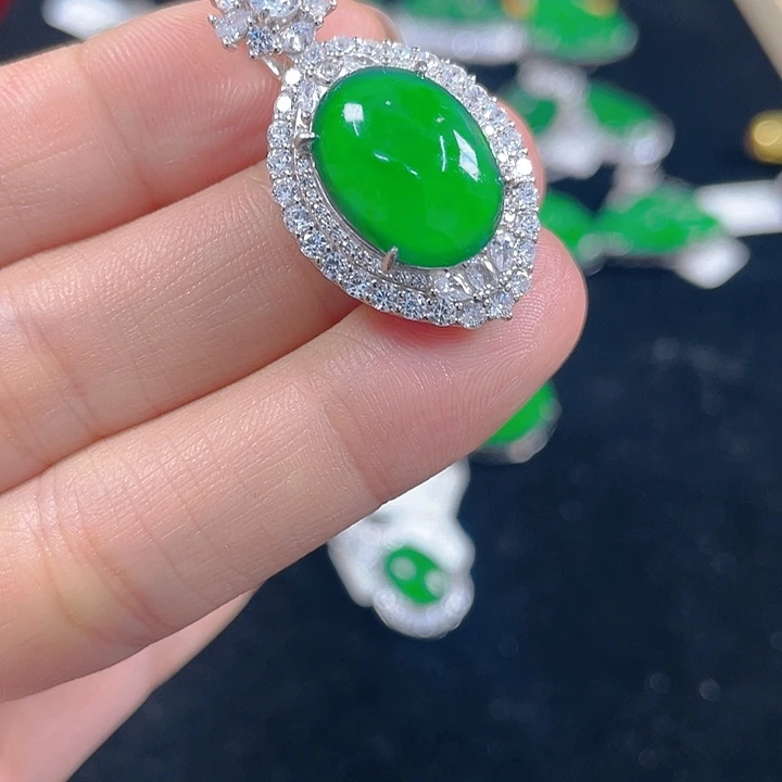 翡翠银S925镶嵌吊坠(不含链)