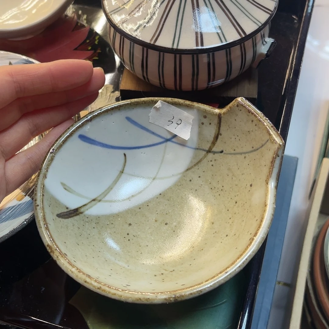 瓷片橘吉单耳侧把钵12