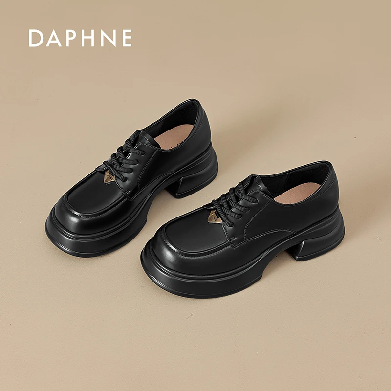 Daphne/达芙妮女鞋2025秋季新款德比鞋厚底增高百搭休闲时尚鞋