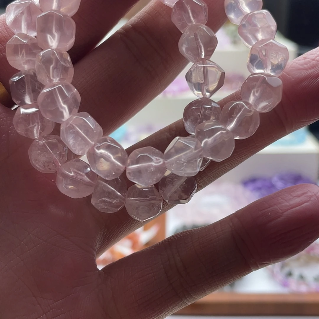 水晶未镶嵌手链粉水晶菠萝珠