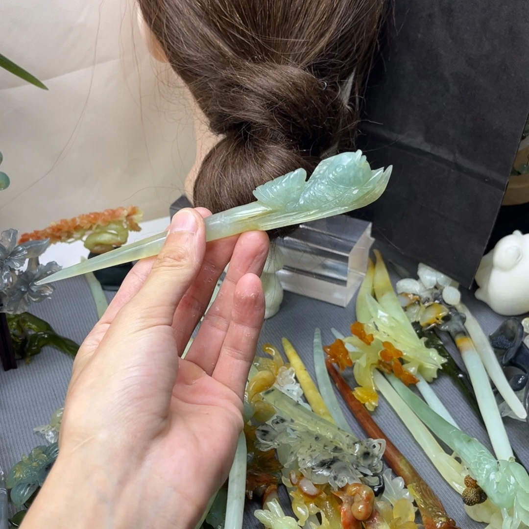 蛇纹石玉合金发饰