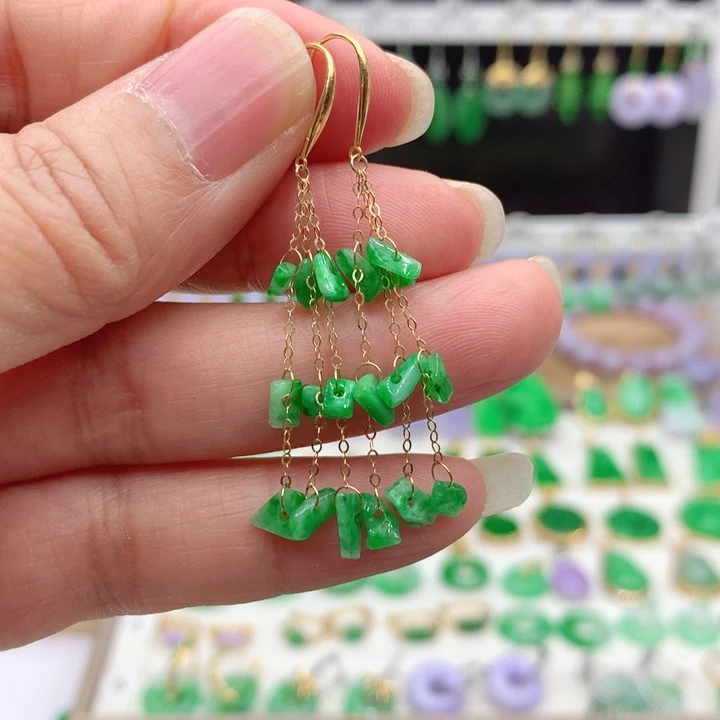 翡翠18K金镶嵌耳饰