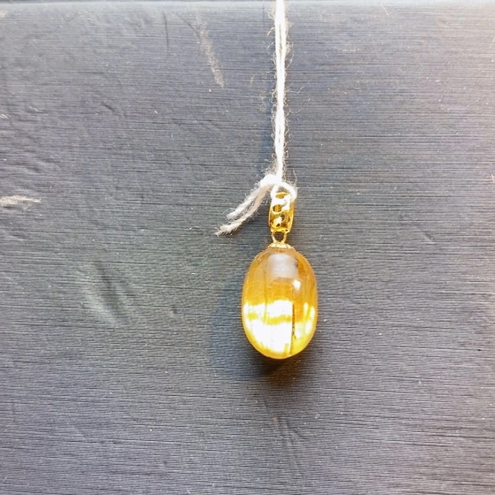 颈饰18K金镶嵌发晶天然钛晶蛋面锁骨链吊坠