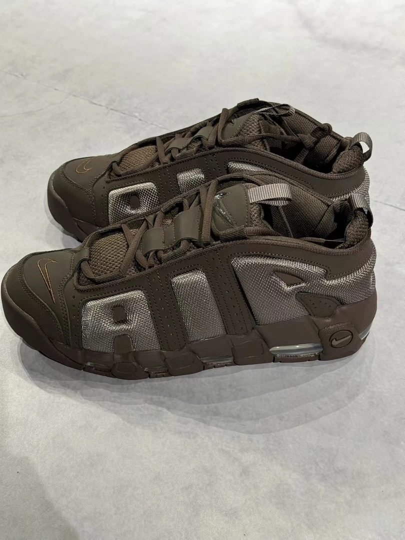 NIKE耐克 UPTEMPO 男款低帮琥珀咖色皮蓬复古运动篮球鞋官方正品